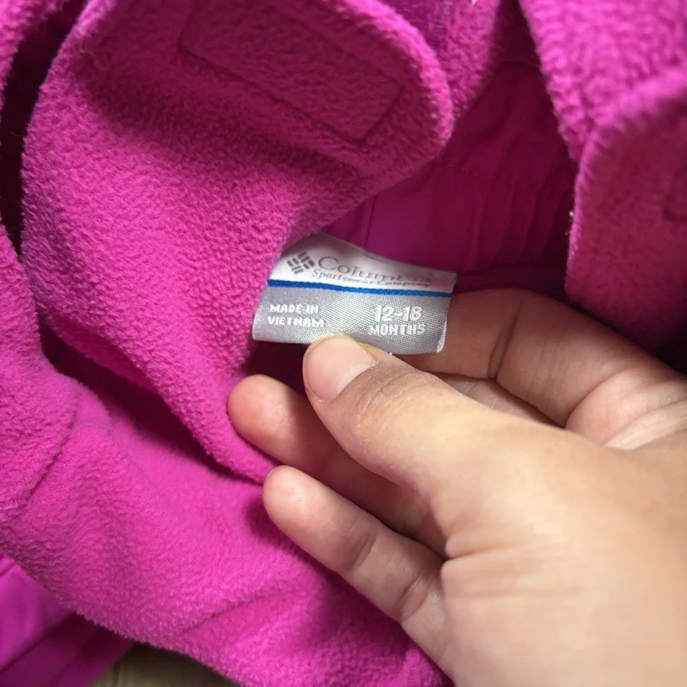 Columbia Fleece Lined Snow Suit Pants Bib Pink Girls Kids‎ Toddler 12-18M